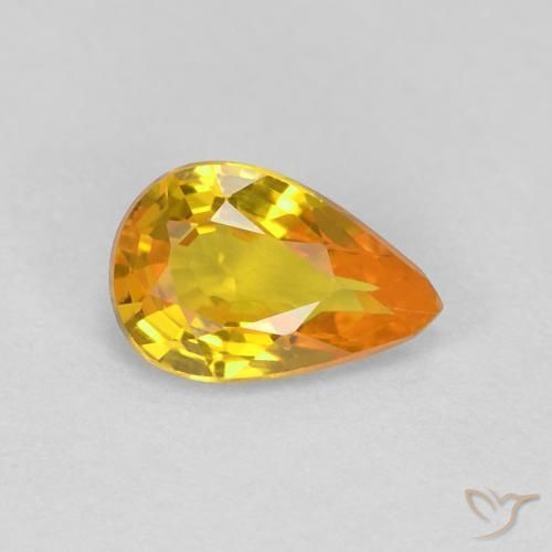 0.53ct Natural Medium Orange Sapphire, Pear Shape, VVS