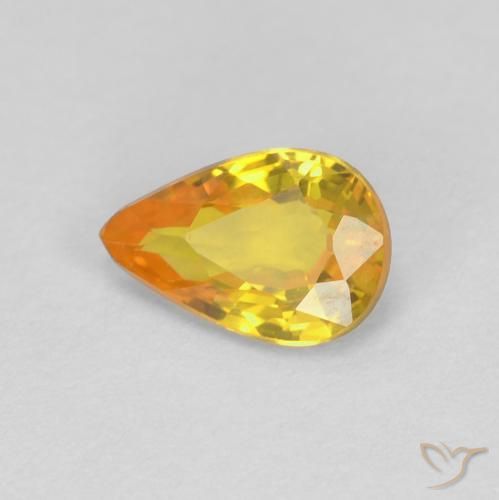 0.53 ct Orange Sapphire Stone, Natural Sapphire in Pear Facet Shape for Sale