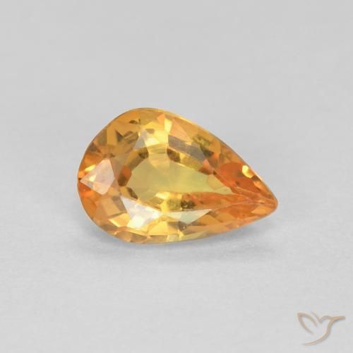0.42 ct Orange Sapphire Stone, Natural Sapphire in Pear Facet Shape for Sale