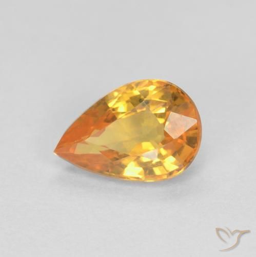 0.57ct Natural Orange-Gold Sapphire, Pear Shape, VVS