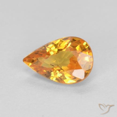 0.56ct Natural Medium Orange Sapphire, Pear Shape, VVS-VS