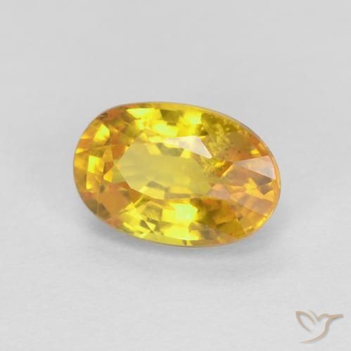 0.75 ct Golden Sapphire Stone, Natural Sapphire in Oval Facet Shape for Sale