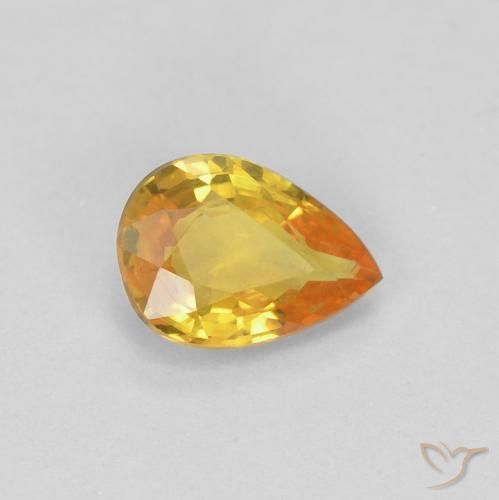 0.52 ct Golden Sapphire Stone, Natural Sapphire in Pear Facet Shape for Sale