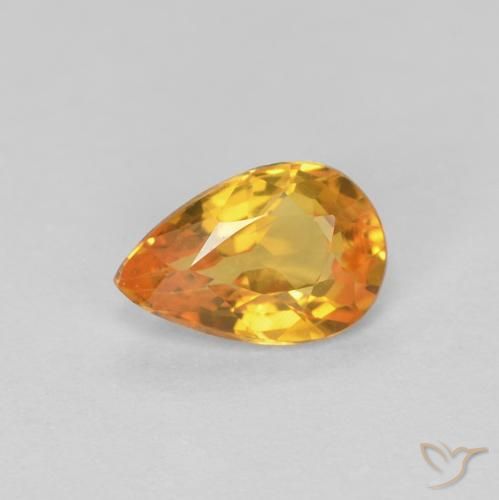 0.49ct Natural Medium Orange Sapphire, Pear Shape, VVS