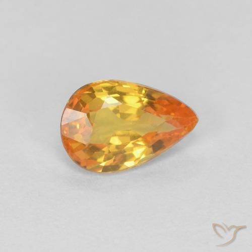 0.49 ct Orange Sapphire Stone, Natural Sapphire in Pear Facet Shape for Sale