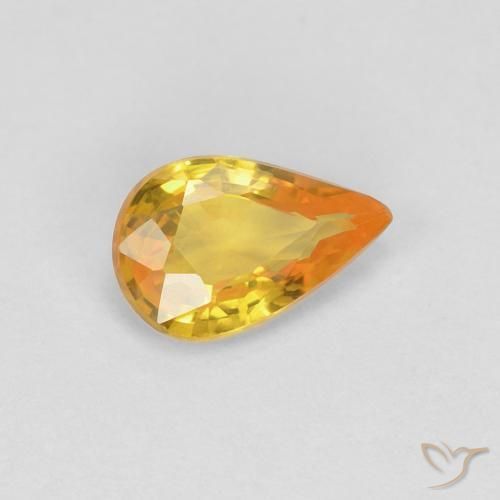 0.45 ct Golden Sapphire Stone, Natural Sapphire in Pear Facet Shape for Sale