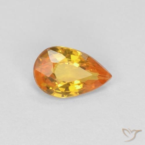 0.42 ct Orange Sapphire Stone, Natural Sapphire in Pear Facet Shape for Sale