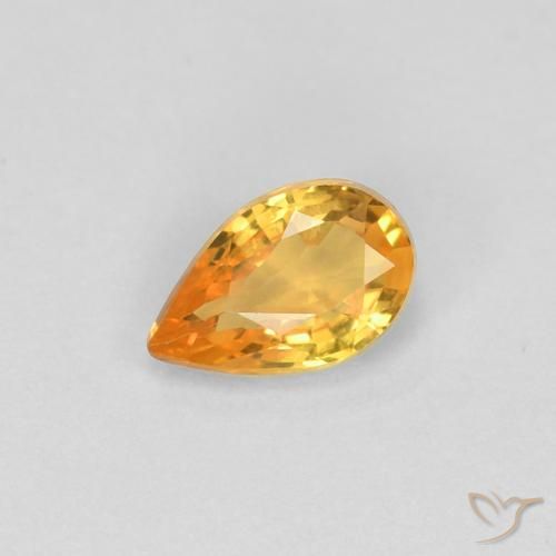 0.44ct Natural Medium Orange Sapphire, Pear Shape, VVS