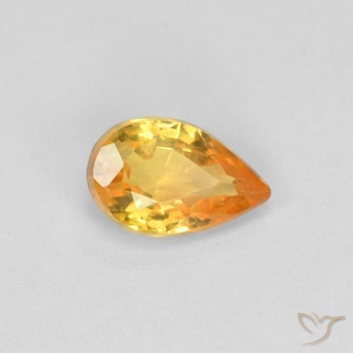 0.44 ct Orange Sapphire Stone, Natural Sapphire in Pear Facet Shape for Sale