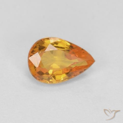0.54 ct Orange Sapphire Stone, Natural Sapphire in Pear Facet Shape for Sale
