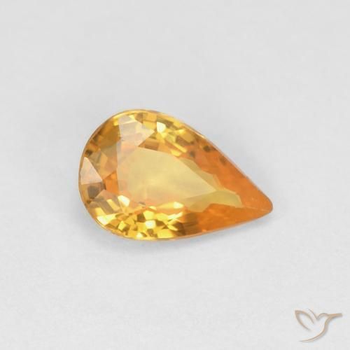 0.49 ct Orange Sapphire Stone, Natural Sapphire in Pear Facet Shape for Sale