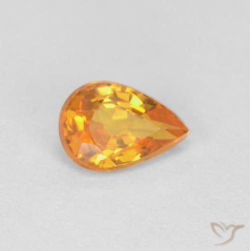0.51 ct Orange Sapphire Stone, Natural Sapphire in Pear Facet Shape for Sale
