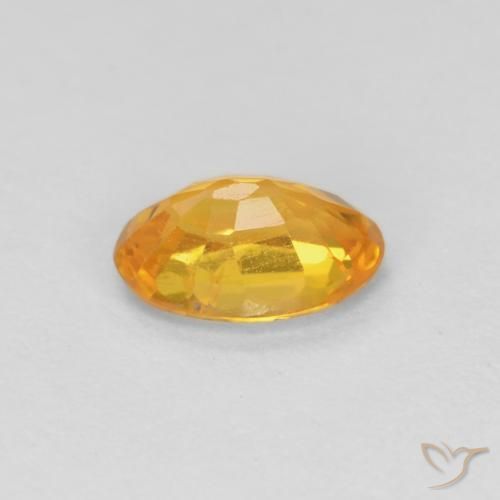 Sapphire Gemstone in 5.7 x 3.9 mm Size for Sale, Sapphire Stone in Medium Orange-Gold Color