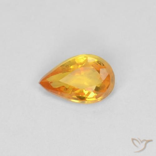 0.40ct Natural Medium Orange Sapphire, Pear Shape, VVS-VS