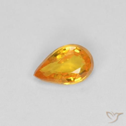 0.40 ct Orange Sapphire Stone, Natural Sapphire in Pear Facet Shape for Sale