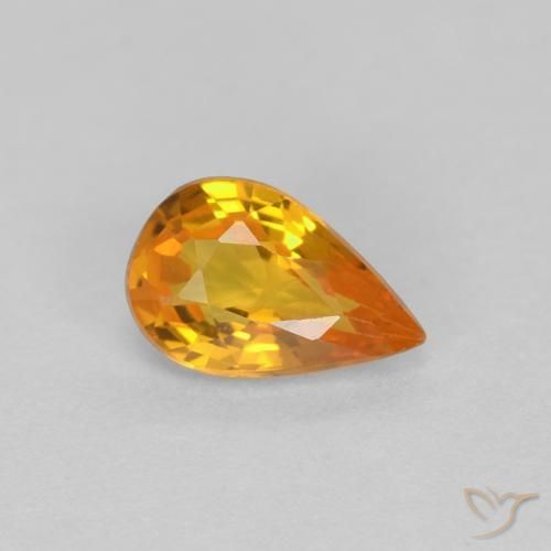 0.52 ct Orange Sapphire Stone, Natural Sapphire in Pear Facet Shape for Sale