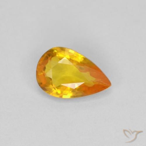 0.47 ct Orange Sapphire Stone, Natural Sapphire in Pear Facet Shape for Sale