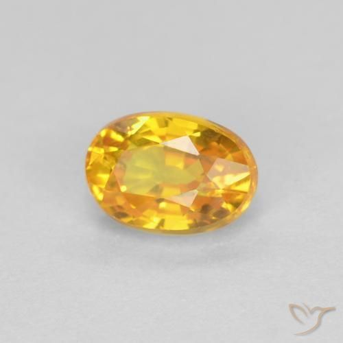 0.73 ct Golden Sapphire Stone, Natural Sapphire in Oval Facet Shape for Sale