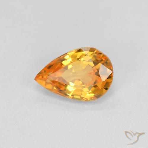 0.58 ct Orange Sapphire Stone, Natural Sapphire in Pear Facet Shape for Sale