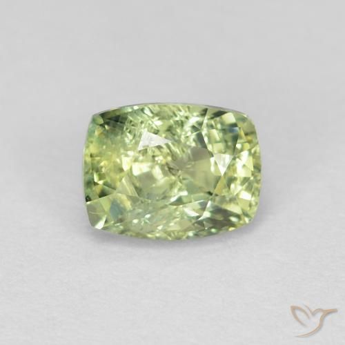 0.83ct Natural Yellowish Green Sapphire, Cushion, VS-SI