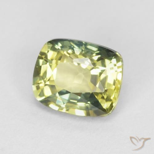 0.85 ct Yellow Sapphire Stone, Natural Sapphire in Cushion-Cut Shape for Sale