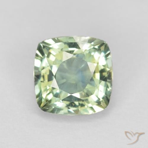 0.81ct Natural Light Sage Green Sapphire, Cushion, VVS