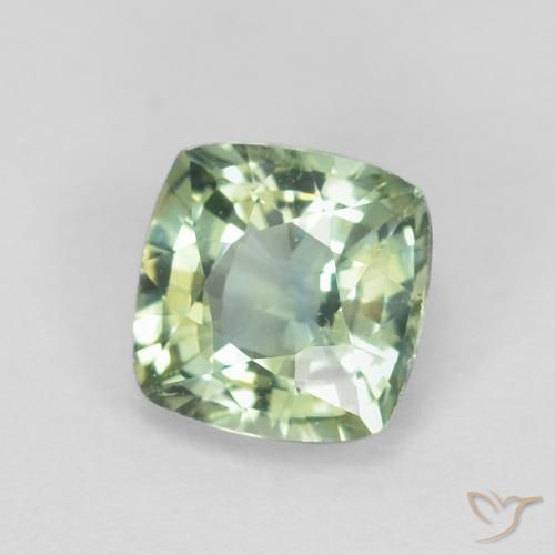 0.81 ct Green Sapphire Stone, Natural Sapphire in Cushion-Cut Shape for Sale