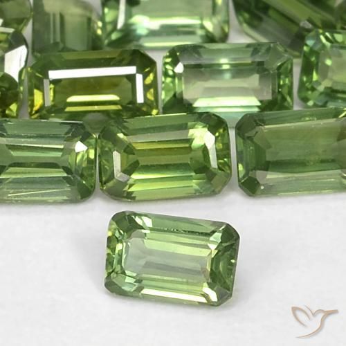 8.04 ctw Green Sapphire Stones, Natural Sapphire in Octagon Step Cut Shape for Sale