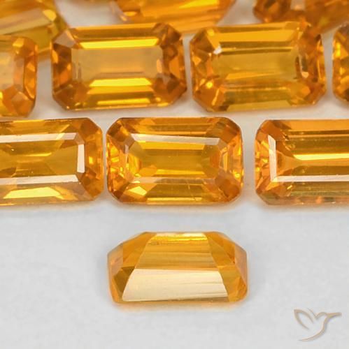 Sapphire Gemstones in 5.1 x 3.2 mm Size for Sale, Sapphire Stones in Deep Orange-Gold Color