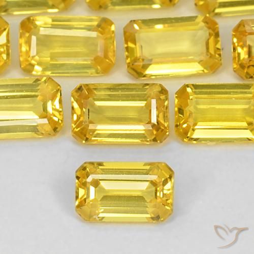 5.72 ctw Yellow Sapphire Stones, Natural Sapphire in Octagon Step Cut Shape for Sale