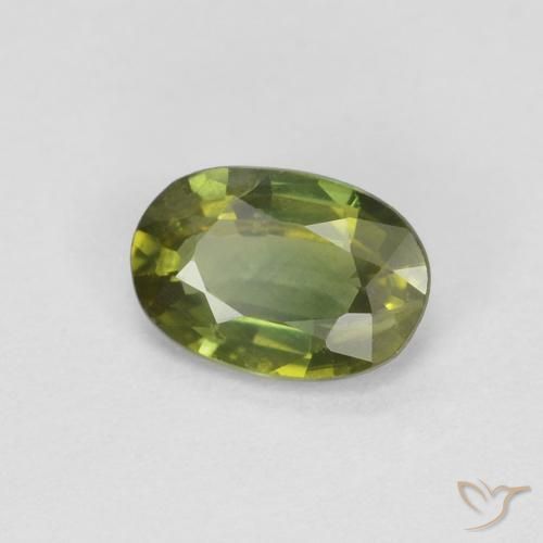 0.66 ct Green Sapphire Stone, Natural Sapphire in Oval Facet Shape for Sale