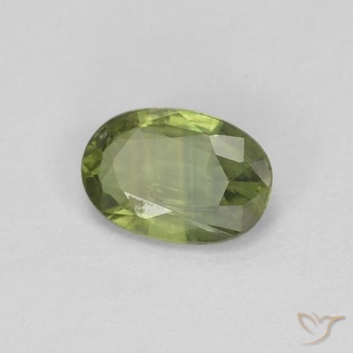0.54 ct Green Sapphire Stone, Natural Sapphire in Oval Facet Shape for Sale