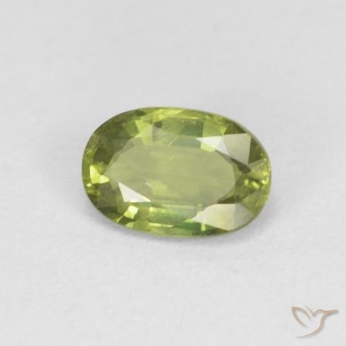 0.57 ct Green Sapphire Stone, Natural Sapphire in Oval Facet Shape for Sale