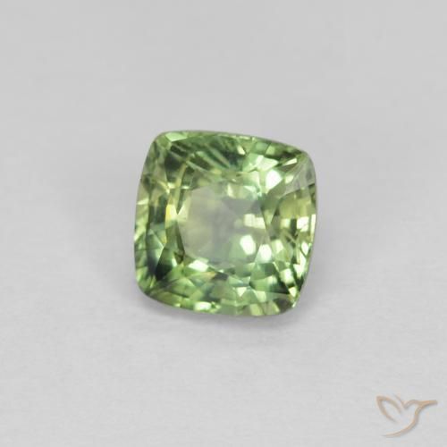 0.82 ct Green Sapphire Stone, Natural Sapphire in Cushion-Cut Shape for Sale