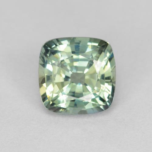 5,7 x 5,7mm kissenschliff grüner Saphir aus Madagaskar, Gewicht von 1,13 ct, natürlicher Edelstein in VVS Reinheit, 1 Stück kissenschliff Saphir - Farbe: Bläulich-grün, Mohs-Härte von 9 Geeignet für den täglichen Gebrauch im Schmuck, Sternzeichen Stier, Photo A