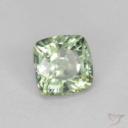 0.97 ct Green Sapphire Stone, Natural Sapphire in Cushion-Cut Shape for Sale