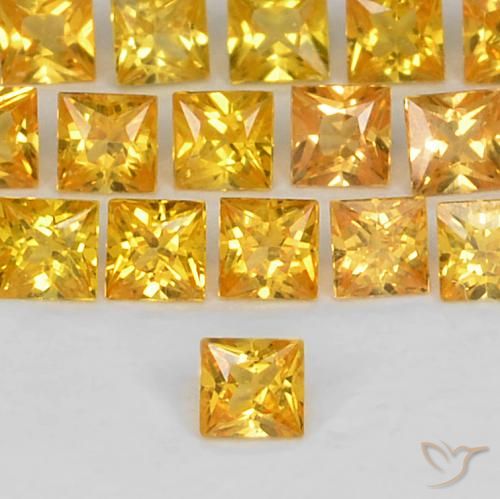 0.06ct Natural Deep Golden Orange Sapphire, Square, VS