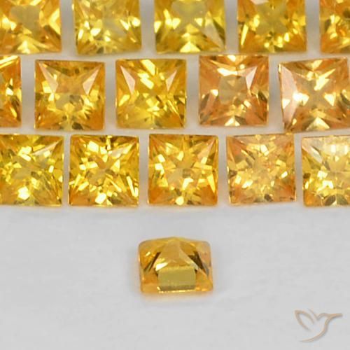 Sapphire Gemstones in 2 x 2 mm (calibrated) Size for Sale, Sapphire Stones in Deep Golden Orange Color