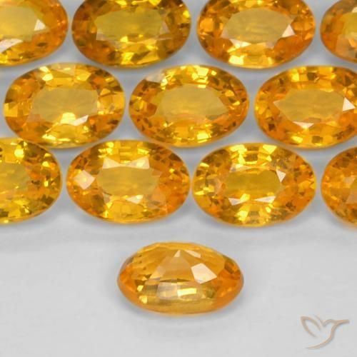 Sapphire Gemstones in 6 x 4 mm (calibrated) Size for Sale, Sapphire Stones in Orange-Gold Color