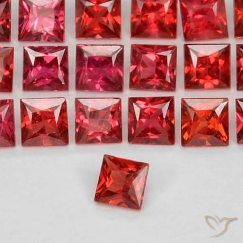 2.72 ctw Red Sapphire Stones, Natural Sapphire in Princess-Cut Shape for Sale