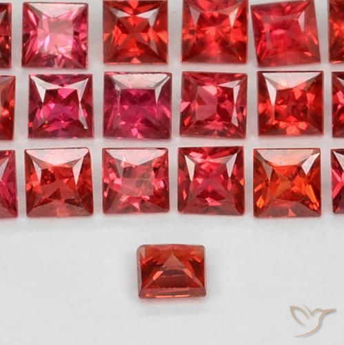 Sapphire Gemstones in 2.6 x 2.4 mm Size for Sale, Sapphire Stones in Pinkish Red Color