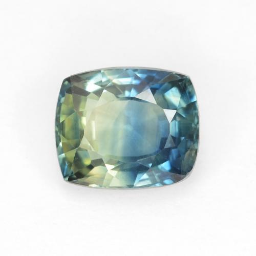 6,3 x 5,4mm kissenschliff blauer Saphir aus Madagaskar, Gewicht 1,3 ct, 1 Stück Saphir - Farbe: Blau-grün, natürlicher Edelstein in VVS-VS Reinheit, Mohs-Härte von 9 Geeignet für den täglichen Gebrauch im Schmuck, Jahr des Tigers-Edelsteins, Photo A