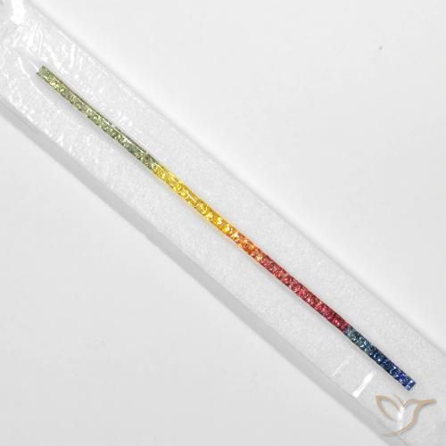 8.07 ctw Multicolor Sapphire Stones, Natural Sapphire in Princess-Cut Shape for Sale