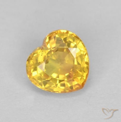 0.48 ct Yellow Sapphire, 4.6 x 4.3 mm Heart Cut From Tanzania, Photo A