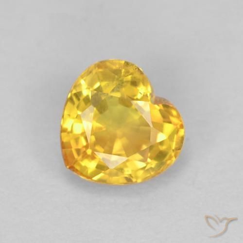 0.48 ct Golden Sapphire Stone, Natural Sapphire in Heart Facet Shape for Sale