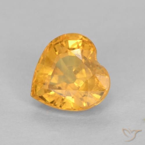 0.51 ct Golden Sapphire Stone, Natural Sapphire in Heart Facet Shape for Sale