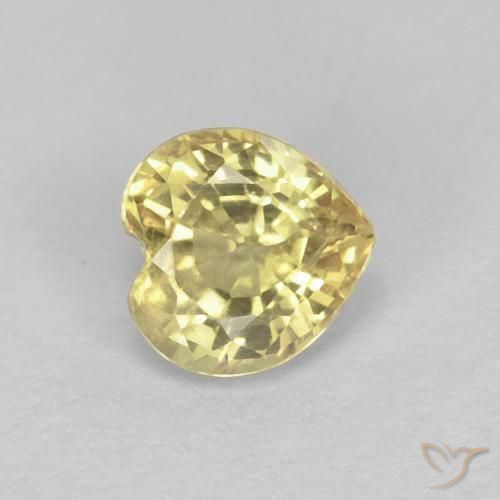 0.52 ct Yellow Sapphire Stone, Natural Sapphire in Heart Facet Shape for Sale