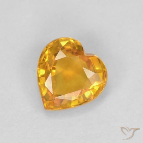 0.48ct Natural Orange-Gold Sapphire, Heart, VVS-VS