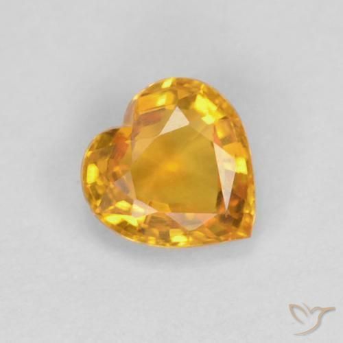 0.48 ct Golden Sapphire Stone, Natural Sapphire in Heart Facet Shape for Sale