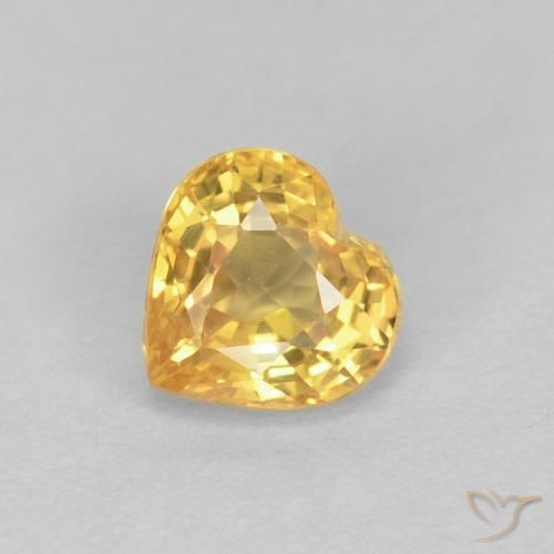 0.48 ct Yellow Sapphire, 4.6 x 4.4 mm Heart Cut From Tanzania, Photo A